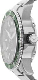 Emporio Armani Diver Automatic Green Dial Silver Steel Strap Watch For Men - AR60061